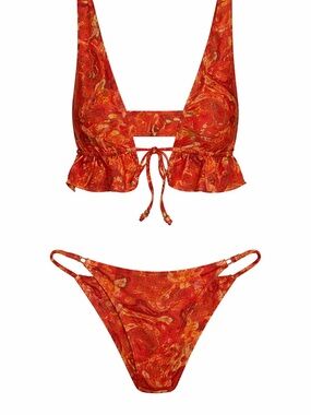 D29 Alei Top & Biba Bottom Bikini Set Size 2(M) Sol De Isabela Red Print